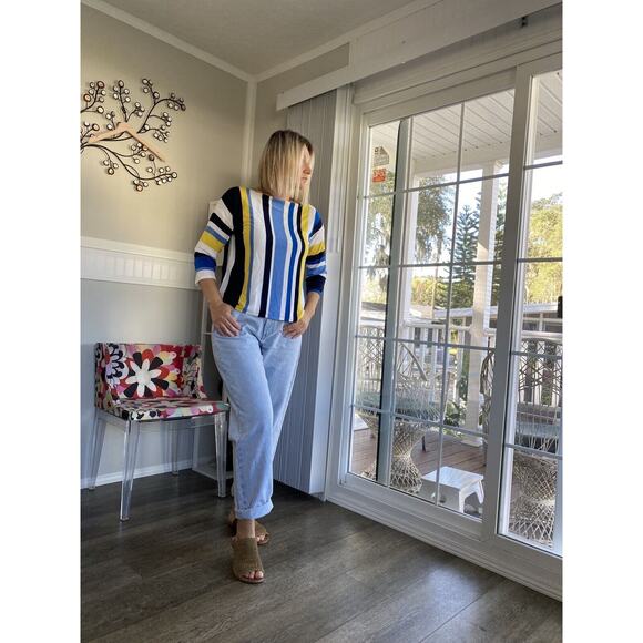 Ruby Rd. Petite Cabana Club Multi Stripe Sweater - Size Petite Small - Picture 3 of 5